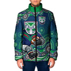New Zealand Warriors Padded Jacket Aboriginal Dot Pattern - Rugby Mascot Heritage Pride