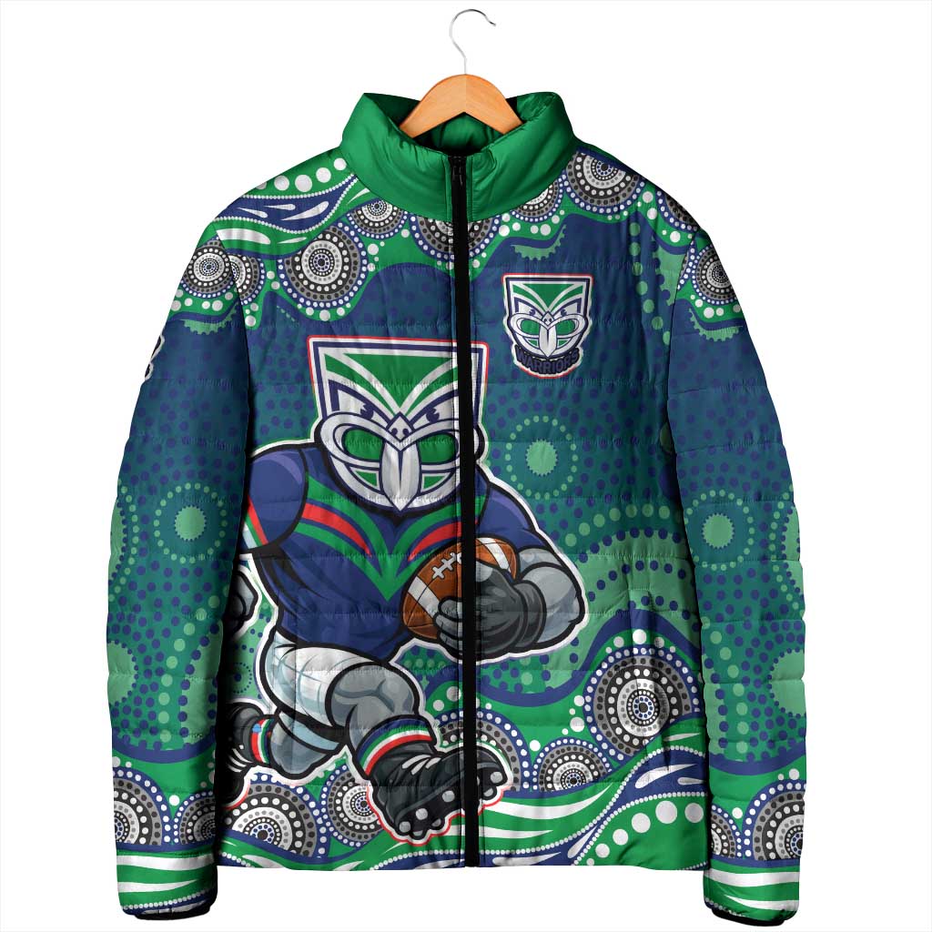 New Zealand Warriors Padded Jacket Aboriginal Dot Pattern - Rugby Mascot Heritage Pride