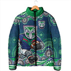 New Zealand Warriors Padded Jacket Aboriginal Dot Pattern - Rugby Mascot Heritage Pride