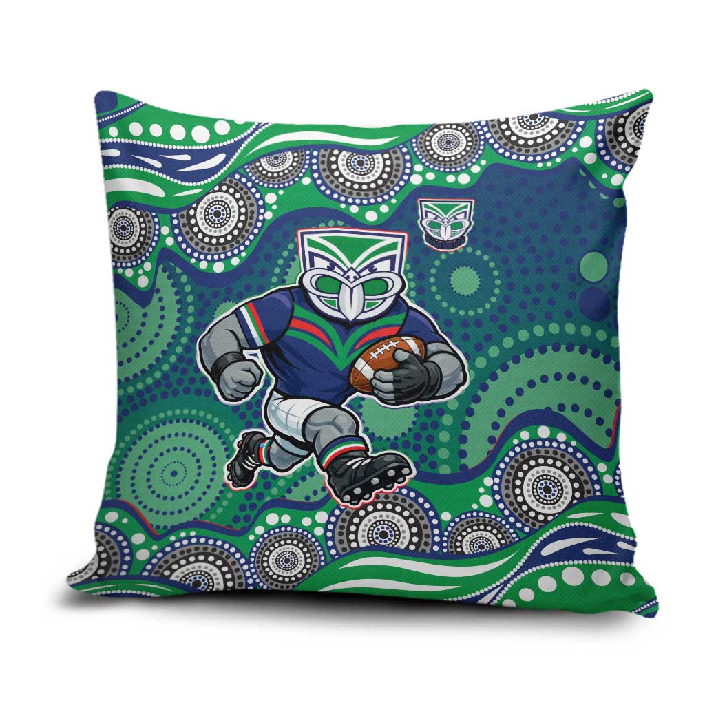 New Zealand Warriors Pillow Cover Aboriginal Dot Pattern - Rugby Mascot Heritage Pride