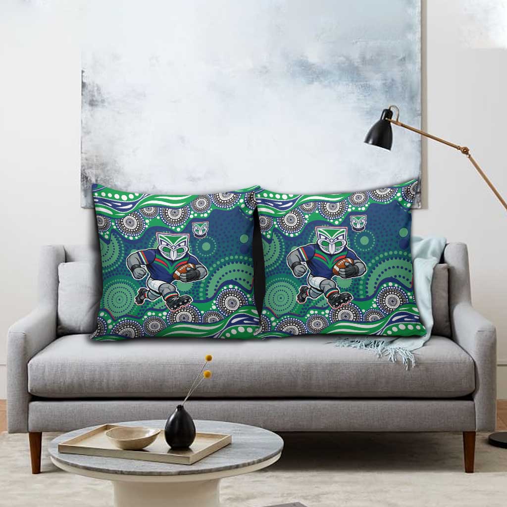 New Zealand Warriors Pillow Cover Aboriginal Dot Pattern - Rugby Mascot Heritage Pride