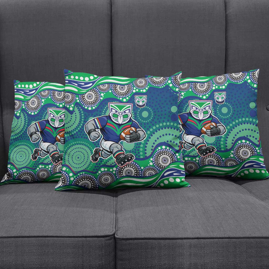 New Zealand Warriors Pillow Cover Aboriginal Dot Pattern - Rugby Mascot Heritage Pride