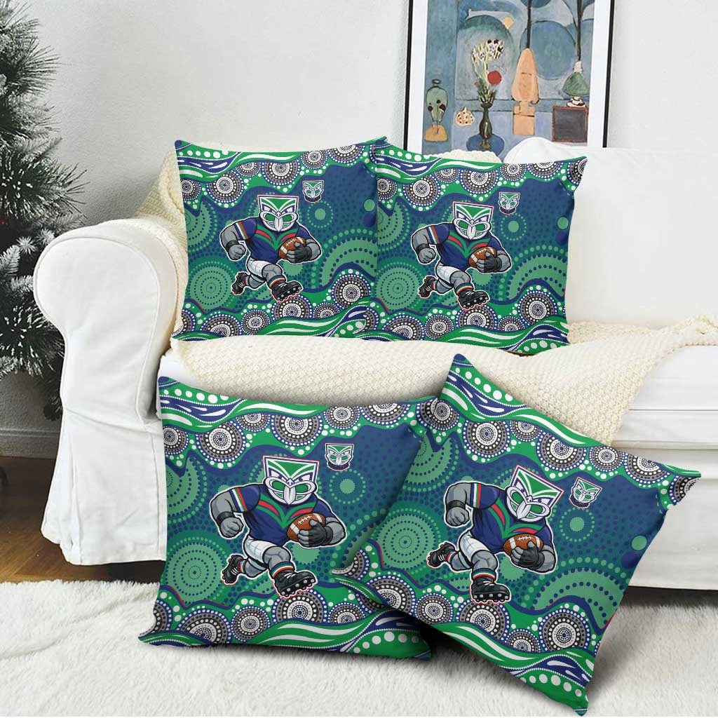 New Zealand Warriors Pillow Cover Aboriginal Dot Pattern - Rugby Mascot Heritage Pride