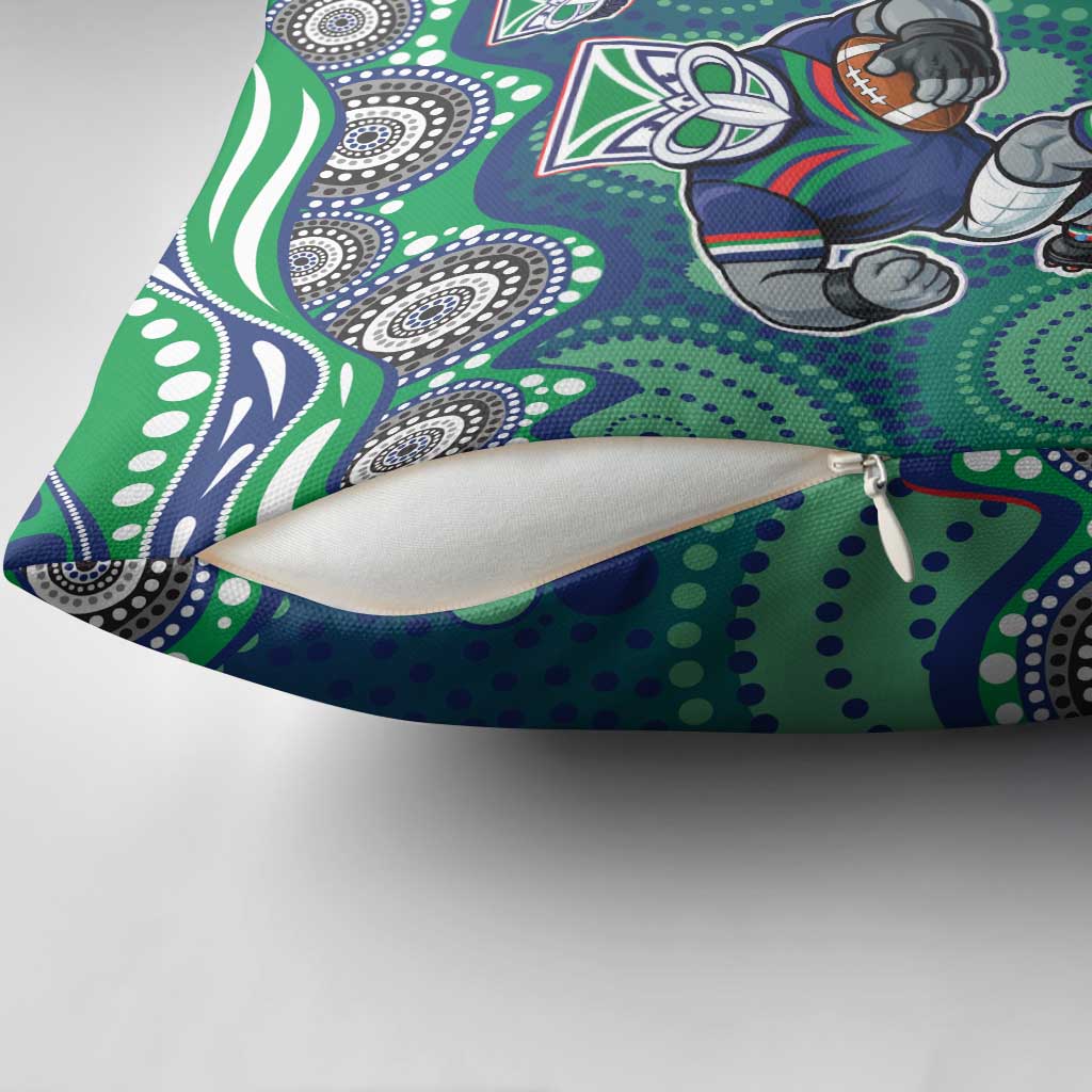 New Zealand Warriors Pillow Cover Aboriginal Dot Pattern - Rugby Mascot Heritage Pride
