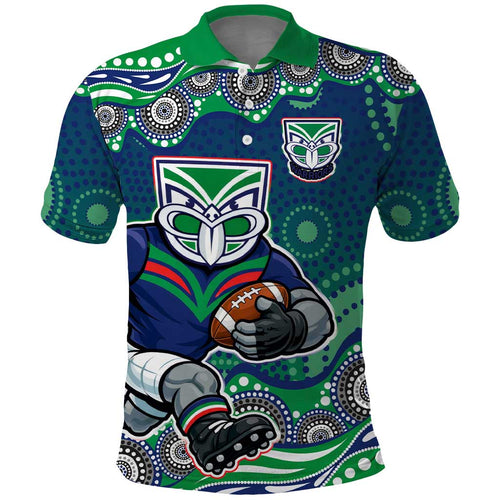 New Zealand Warriors Polo Shirt Aboriginal Dot Pattern - Rugby Mascot Heritage Pride