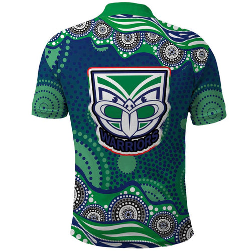 New Zealand Warriors Polo Shirt Aboriginal Dot Pattern - Rugby Mascot Heritage Pride