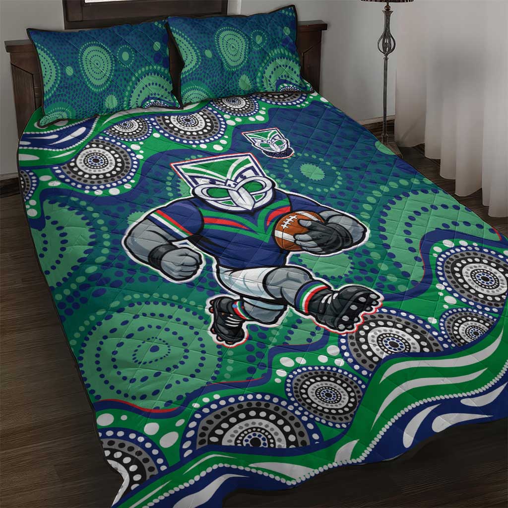 New Zealand Warriors Quilt Bed Set Aboriginal Dot Pattern - Rugby Mascot Heritage Pride