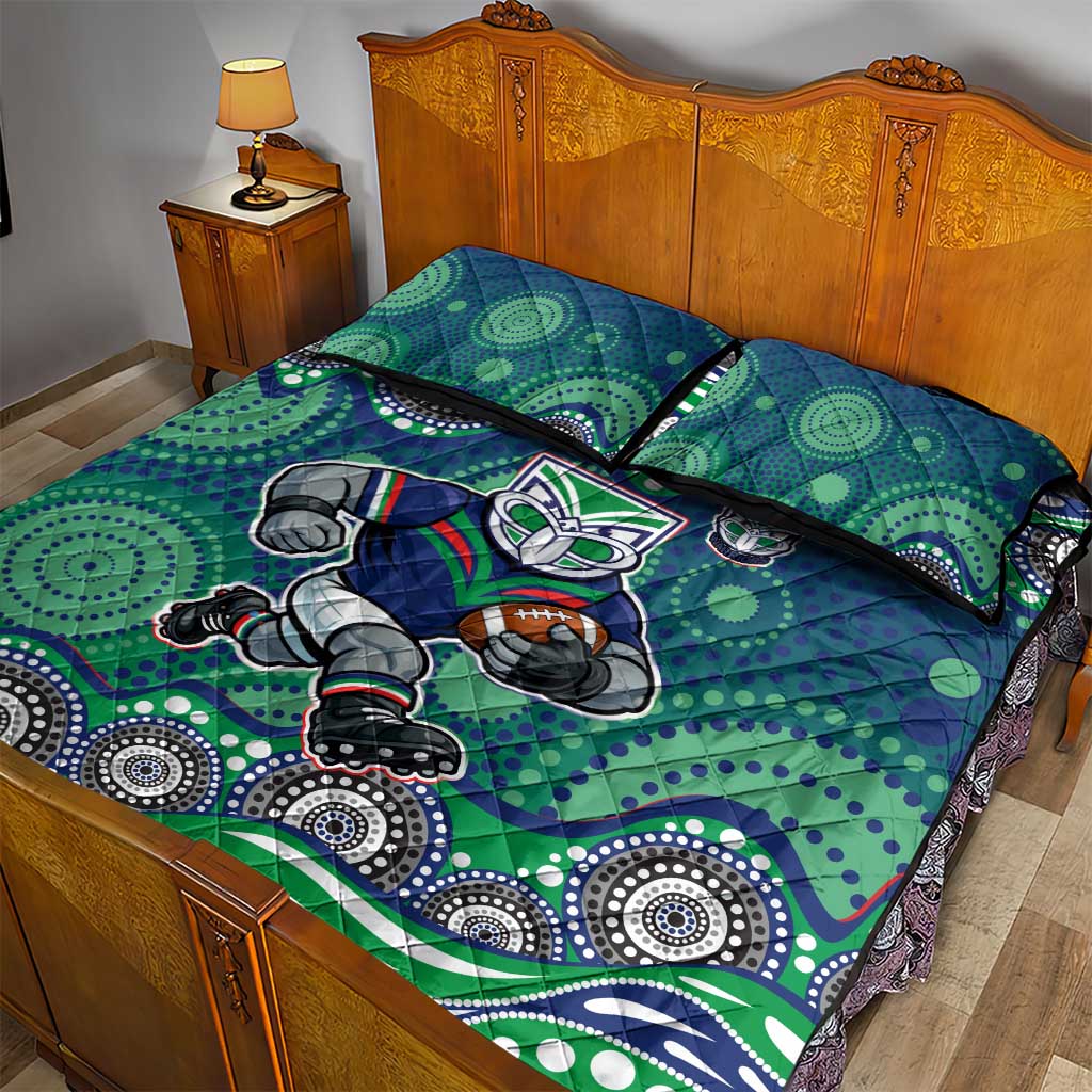 New Zealand Warriors Quilt Bed Set Aboriginal Dot Pattern - Rugby Mascot Heritage Pride