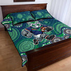 New Zealand Warriors Quilt Bed Set Aboriginal Dot Pattern - Rugby Mascot Heritage Pride
