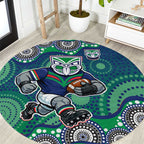 New Zealand Warriors Round Carpet Aboriginal Dot Pattern - Rugby Mascot Heritage Pride
