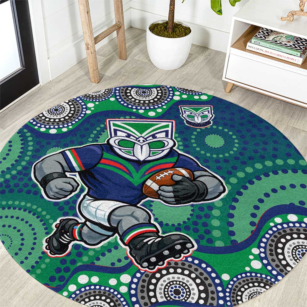 New Zealand Warriors Round Carpet Aboriginal Dot Pattern - Rugby Mascot Heritage Pride