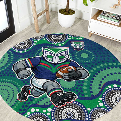 New Zealand Warriors Round Carpet Aboriginal Dot Pattern - Rugby Mascot Heritage Pride