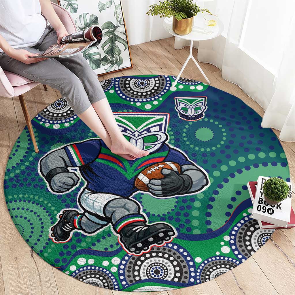 New Zealand Warriors Round Carpet Aboriginal Dot Pattern - Rugby Mascot Heritage Pride