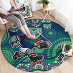 New Zealand Warriors Round Carpet Aboriginal Dot Pattern - Rugby Mascot Heritage Pride