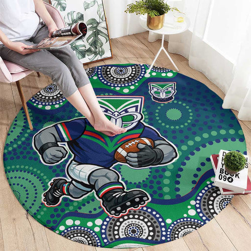 New Zealand Warriors Round Carpet Aboriginal Dot Pattern - Rugby Mascot Heritage Pride