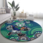New Zealand Warriors Round Carpet Aboriginal Dot Pattern - Rugby Mascot Heritage Pride