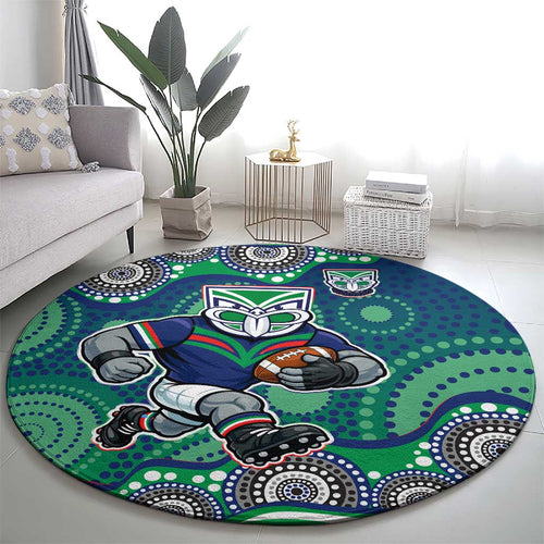 New Zealand Warriors Round Carpet Aboriginal Dot Pattern - Rugby Mascot Heritage Pride