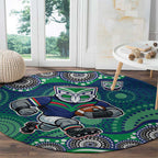 New Zealand Warriors Round Carpet Aboriginal Dot Pattern - Rugby Mascot Heritage Pride