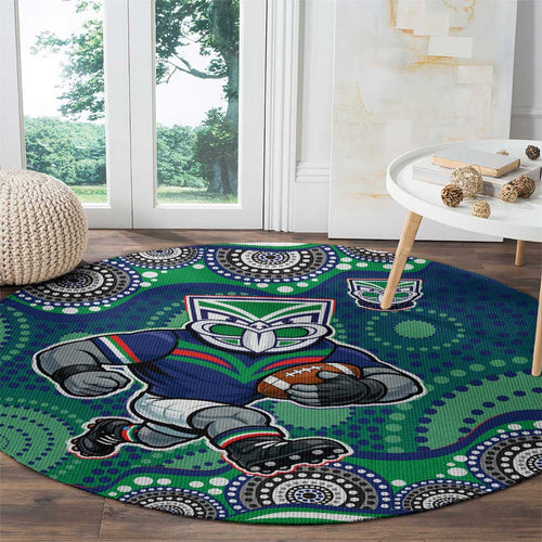 New Zealand Warriors Round Carpet Aboriginal Dot Pattern - Rugby Mascot Heritage Pride