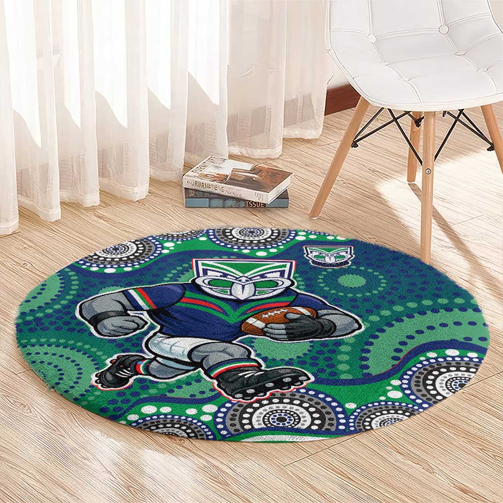 New Zealand Warriors Round Carpet Aboriginal Dot Pattern - Rugby Mascot Heritage Pride