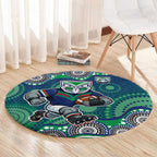 New Zealand Warriors Round Carpet Aboriginal Dot Pattern - Rugby Mascot Heritage Pride