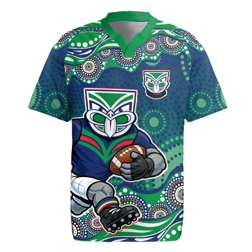 New Zealand Warriors Rugby Jersey Aboriginal Dot Pattern - Rugby Mascot Heritage Pride