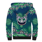 New Zealand Warriors Sherpa Hoodie Aboriginal Dot Pattern - Rugby Mascot Heritage Pride