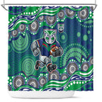 New Zealand Warriors Shower Curtain Aboriginal Dot Pattern - Rugby Mascot Heritage Pride