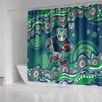 New Zealand Warriors Shower Curtain Aboriginal Dot Pattern - Rugby Mascot Heritage Pride