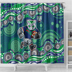 New Zealand Warriors Shower Curtain Aboriginal Dot Pattern - Rugby Mascot Heritage Pride