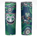 New Zealand Warriors Skinny Tumbler Aboriginal Dot Pattern - Rugby Mascot Heritage Pride