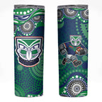 New Zealand Warriors Skinny Tumbler Aboriginal Dot Pattern - Rugby Mascot Heritage Pride