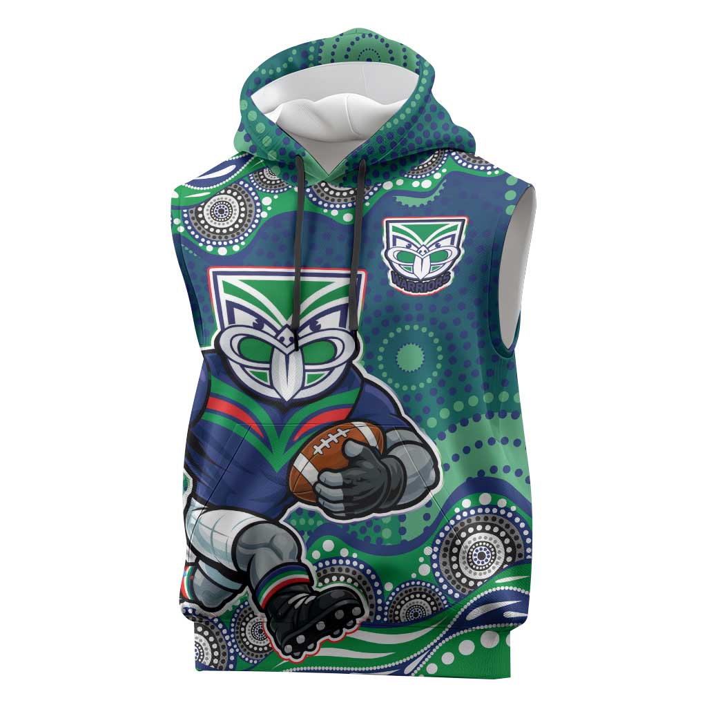 New Zealand Warriors Sleeveless Hoodie Aboriginal Dot Pattern - Rugby Mascot Heritage Pride