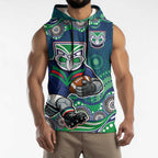 New Zealand Warriors Sleeveless Hoodie Aboriginal Dot Pattern - Rugby Mascot Heritage Pride