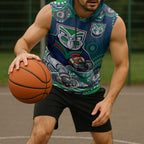 New Zealand Warriors Sleeveless Hoodie Aboriginal Dot Pattern - Rugby Mascot Heritage Pride