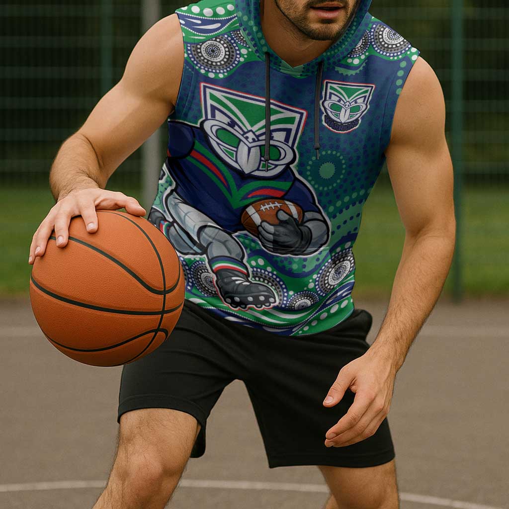 New Zealand Warriors Sleeveless Hoodie Aboriginal Dot Pattern - Rugby Mascot Heritage Pride