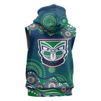 New Zealand Warriors Sleeveless Zip Hoodie Aboriginal Dot Pattern - Rugby Mascot Heritage Pride