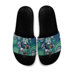 New Zealand Warriors Slide Sandals Aboriginal Dot Pattern - Rugby Mascot Heritage Pride