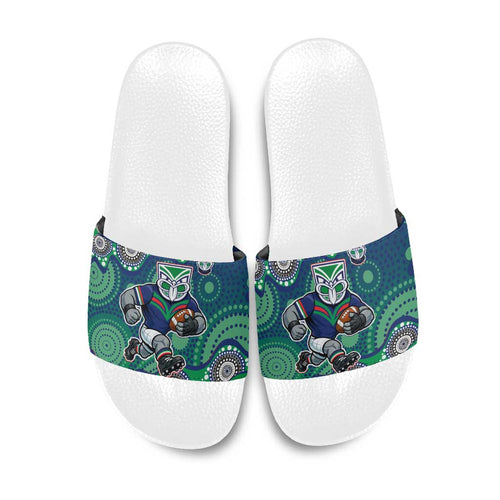 New Zealand Warriors Slide Sandals Aboriginal Dot Pattern - Rugby Mascot Heritage Pride