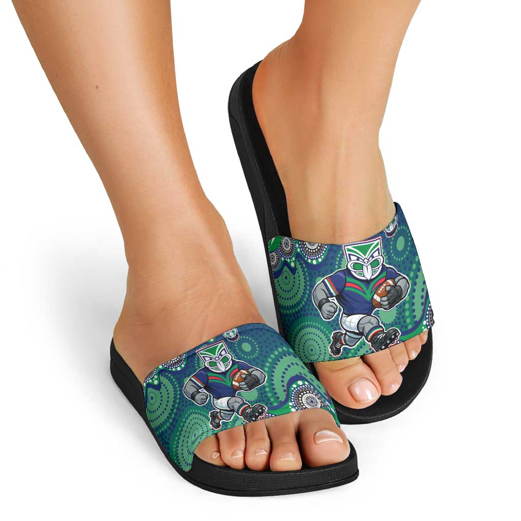 New Zealand Warriors Slide Sandals Aboriginal Dot Pattern - Rugby Mascot Heritage Pride