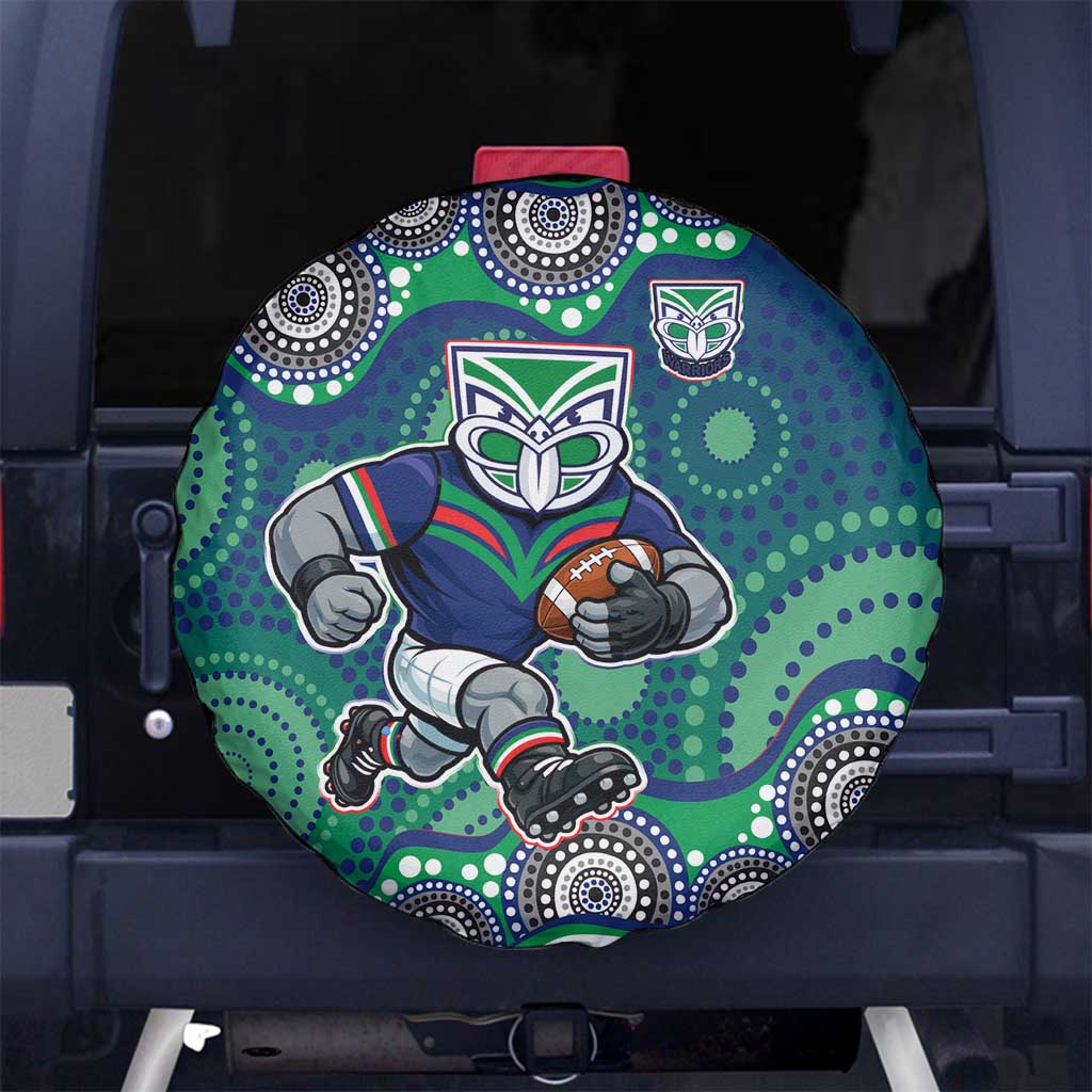 New Zealand Warriors Spare Tire Cover Aboriginal Dot Pattern - Rugby Mascot Heritage Pride