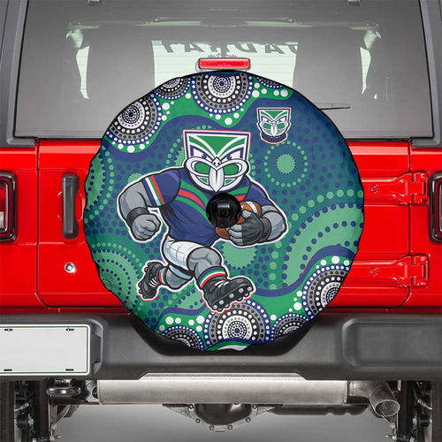 New Zealand Warriors Spare Tire Cover Aboriginal Dot Pattern - Rugby Mascot Heritage Pride
