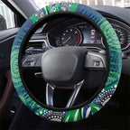 New Zealand Warriors Steering Wheel Cover Aboriginal Dot Pattern - Rugby Mascot Heritage Pride