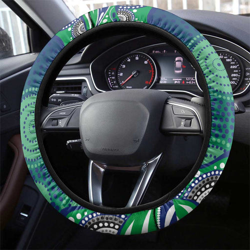 New Zealand Warriors Steering Wheel Cover Aboriginal Dot Pattern - Rugby Mascot Heritage Pride