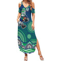 New Zealand Warriors Summer Maxi Dress Aboriginal Dot Pattern - Rugby Mascot Heritage Pride