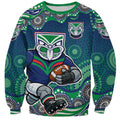 New Zealand Warriors Sweatshirt Aboriginal Dot Pattern - Rugby Mascot Heritage Pride