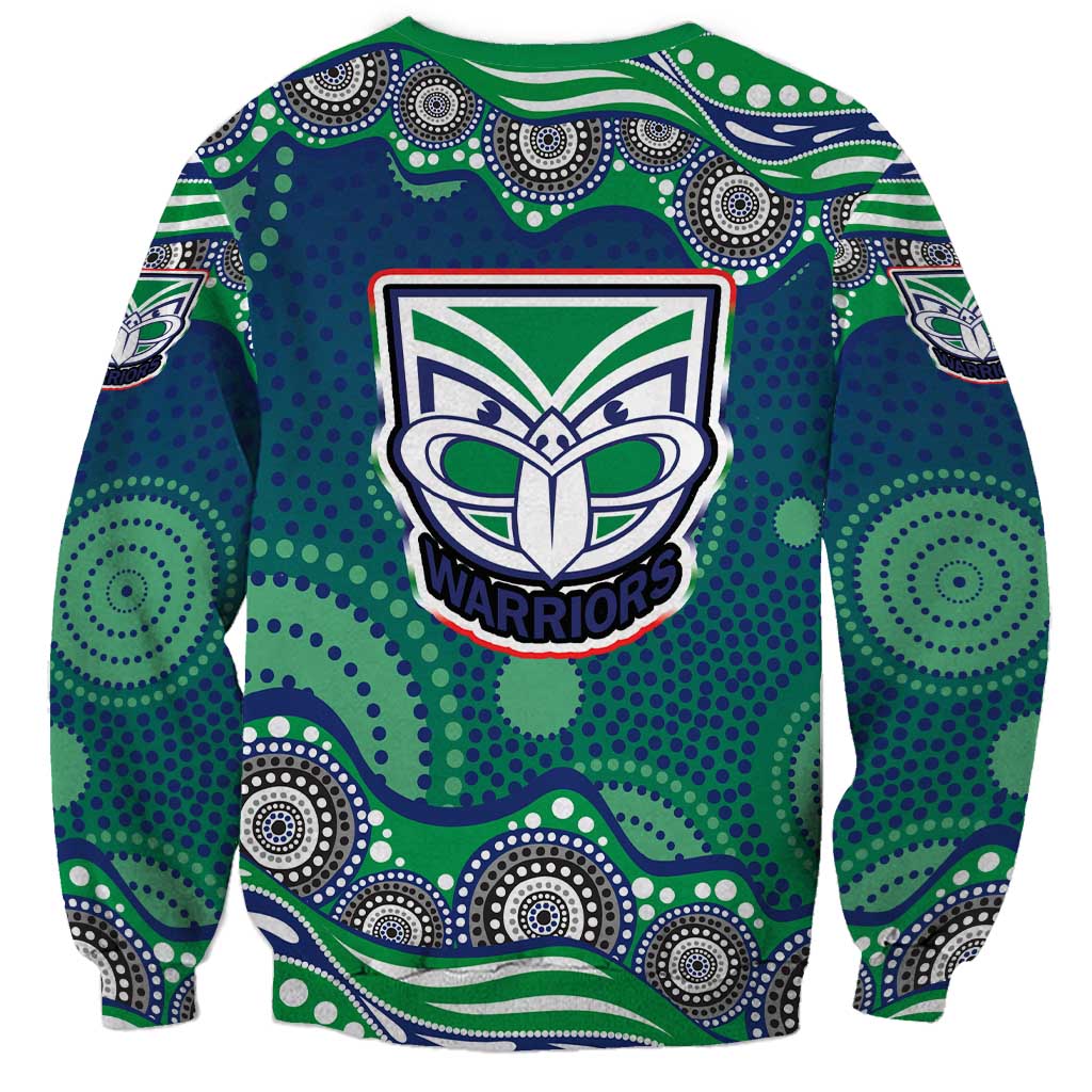 New Zealand Warriors Sweatshirt Aboriginal Dot Pattern - Rugby Mascot Heritage Pride