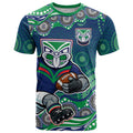 New Zealand Warriors T Shirt Aboriginal Dot Pattern - Rugby Mascot Heritage Pride