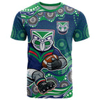New Zealand Warriors T Shirt Aboriginal Dot Pattern - Rugby Mascot Heritage Pride