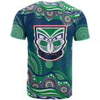New Zealand Warriors T Shirt Aboriginal Dot Pattern - Rugby Mascot Heritage Pride